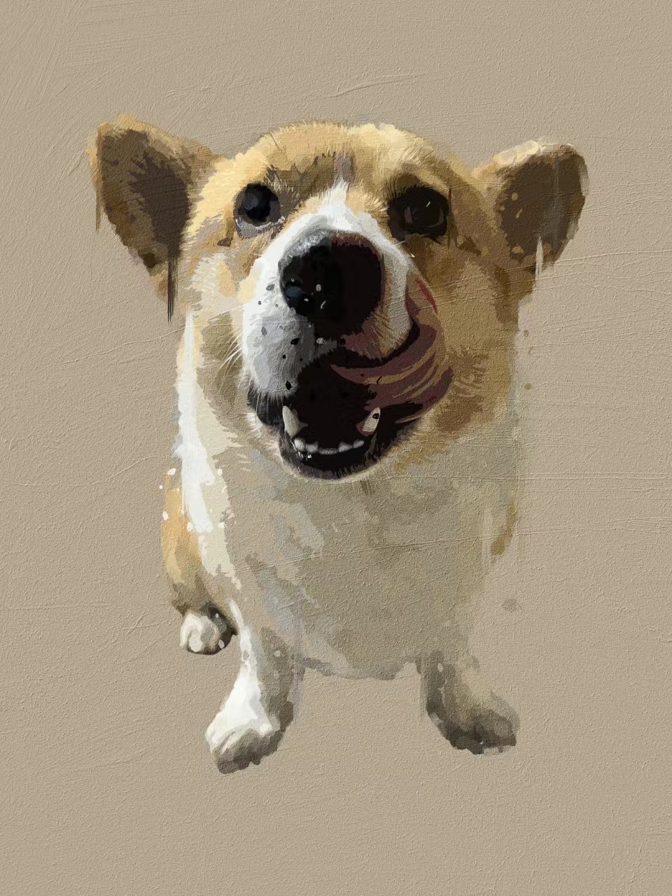 Pets&P Personalized Pet Portrait Oil Painting - Full Body - without Outside Frame -30x30cm